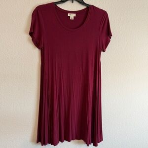 ❤️ Style & Co Petite Large Red Swing Dress Short Sleeve Rayon Spandex Stretch